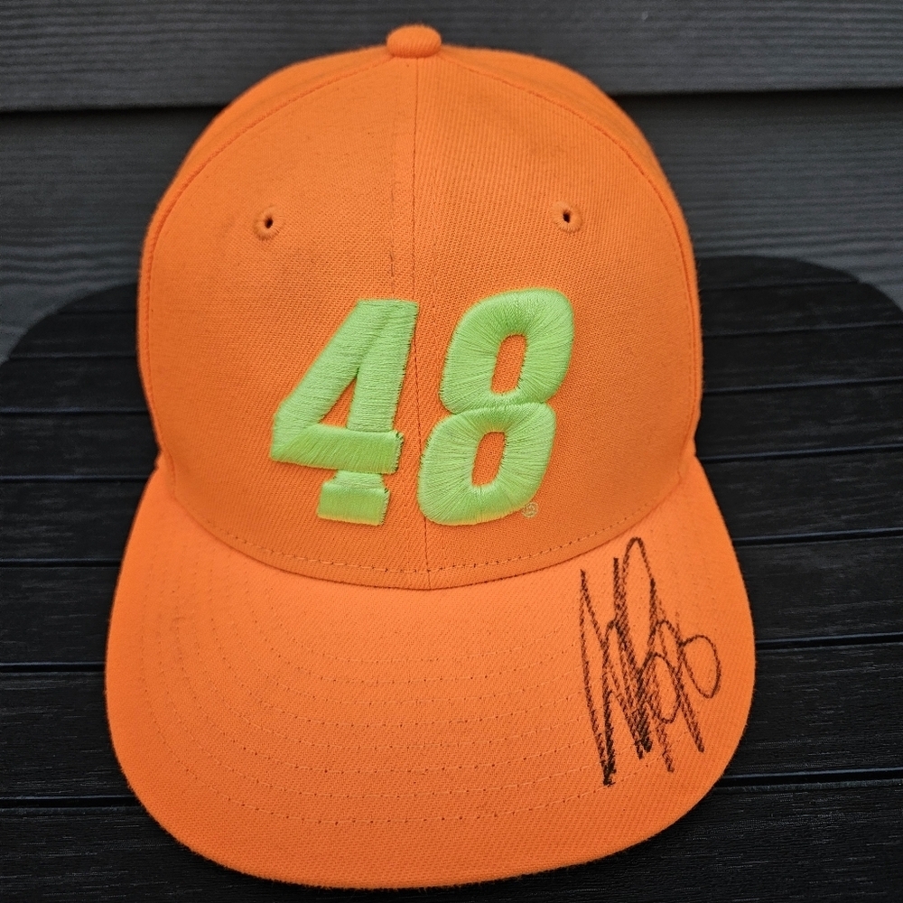 Nascar #48 Alex Bowman Autograph Signed Hat Cap Orange Racing Hawaiian New Era